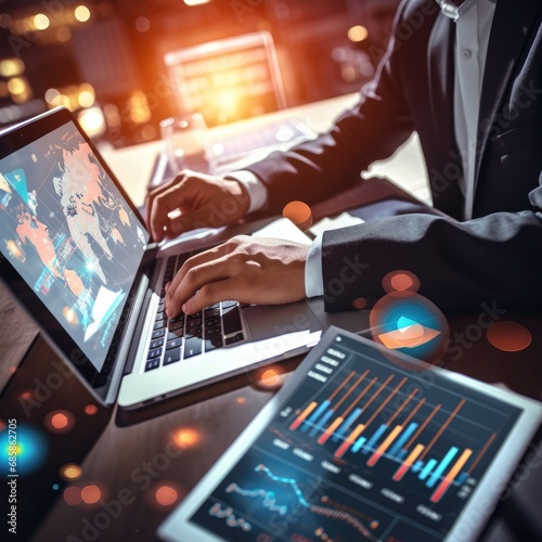 Business people analyze fin...