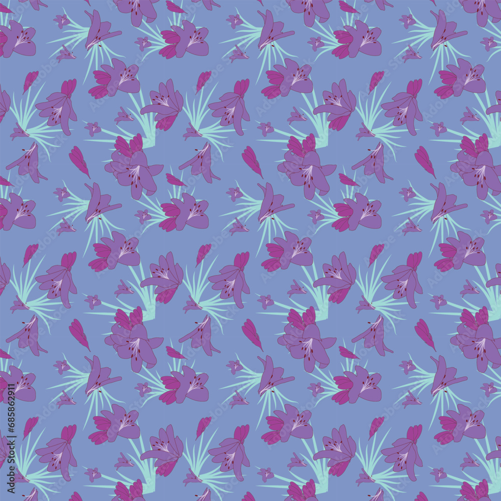 Purple flowers seamless vector pattern Purple flowers seamless vector pattern