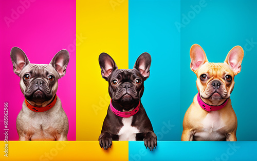 cachorros minimalista em fundo colorido vibrante