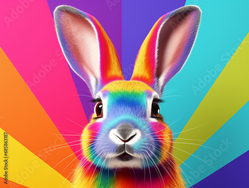 coelho minimalista em fundo colorido vibrante