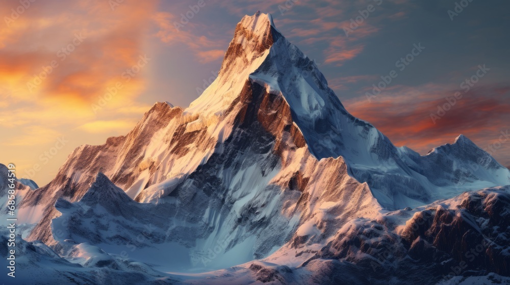 High Alpes Mountains with snow landscape at sunset, Mountain peak, wallpaper