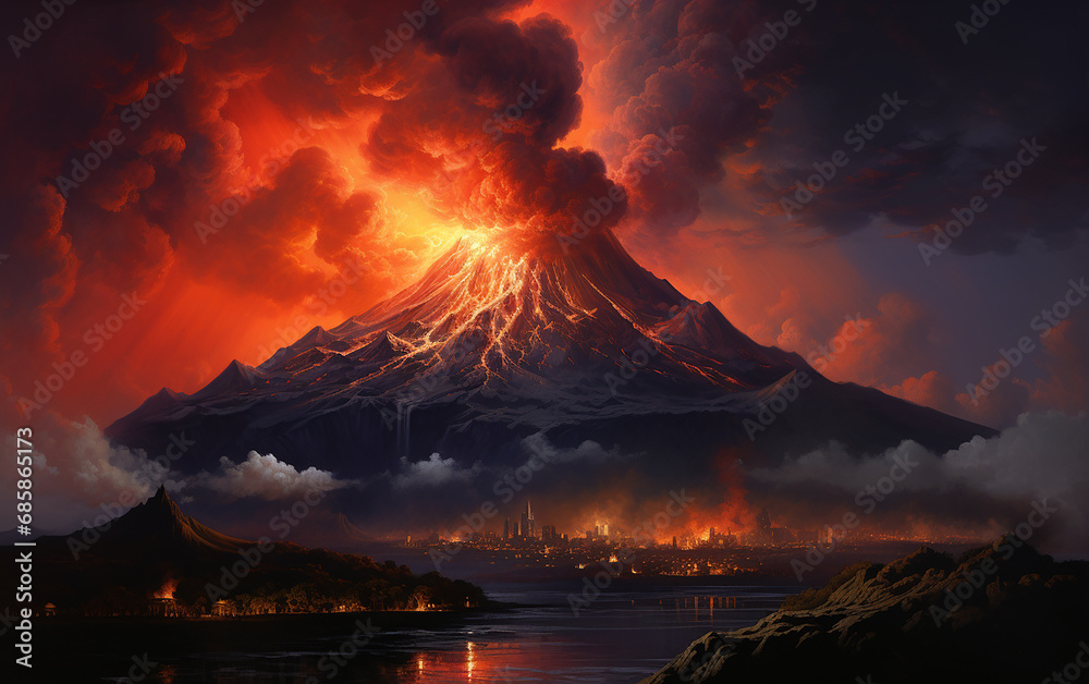 vulcão em erupção 