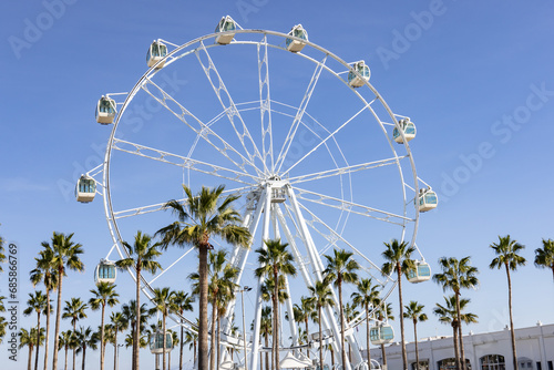 Giant Ferris Wheel Panoramic viewpoint between palm trees in Puerto Marina, Benalmadena, Malaga photo