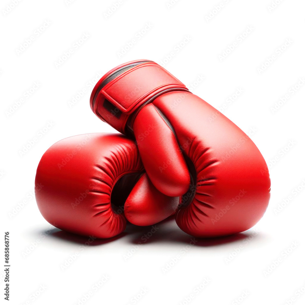 Red boxing gloves isolated on white background. AI generative