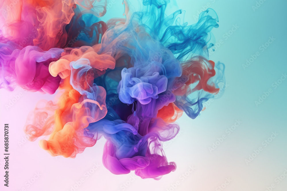 Obraz premium Colorful liquid explosion underwater.Abstract backdrop with color splashes. Underwater explosion paint.Background