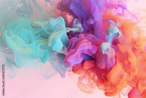 Colorful liquid explosion underwater.Abstract backdrop with color splashes. Underwater explosion paint.Background
