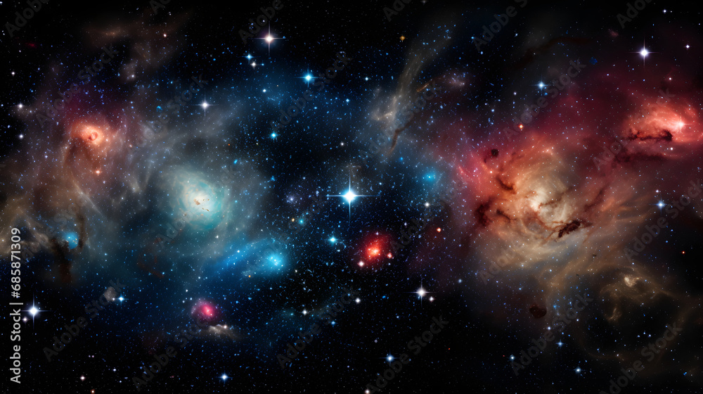 A cosmic landscape featuring a variety of different types of galaxies in one frame. - obrazy, fototapety, plakaty 