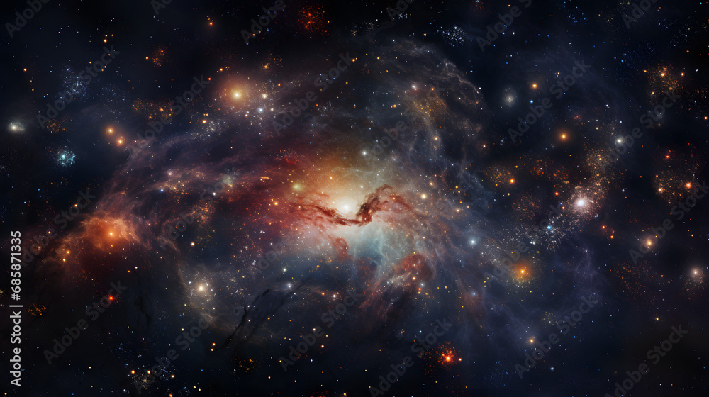 A cosmic landscape featuring a variety of different types of galaxies in one frame. - obrazy, fototapety, plakaty 