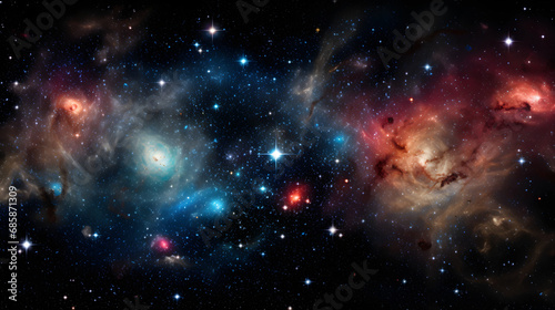 A cosmic landscape featuring a variety of different types of galaxies in one frame.