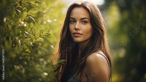 happy woman in nature, cauc...