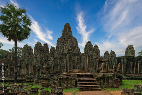 The Bayon, main Khmer temple in the ancient city of Angkor Thom, Cambodia photo