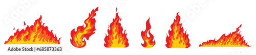 fire flames set vector stock illustration