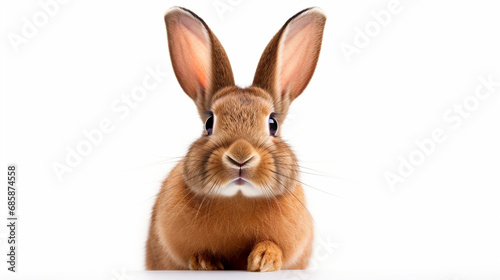 Red bunny rabbit portrait looking front wise to viewer on white background. generative ai © Witri