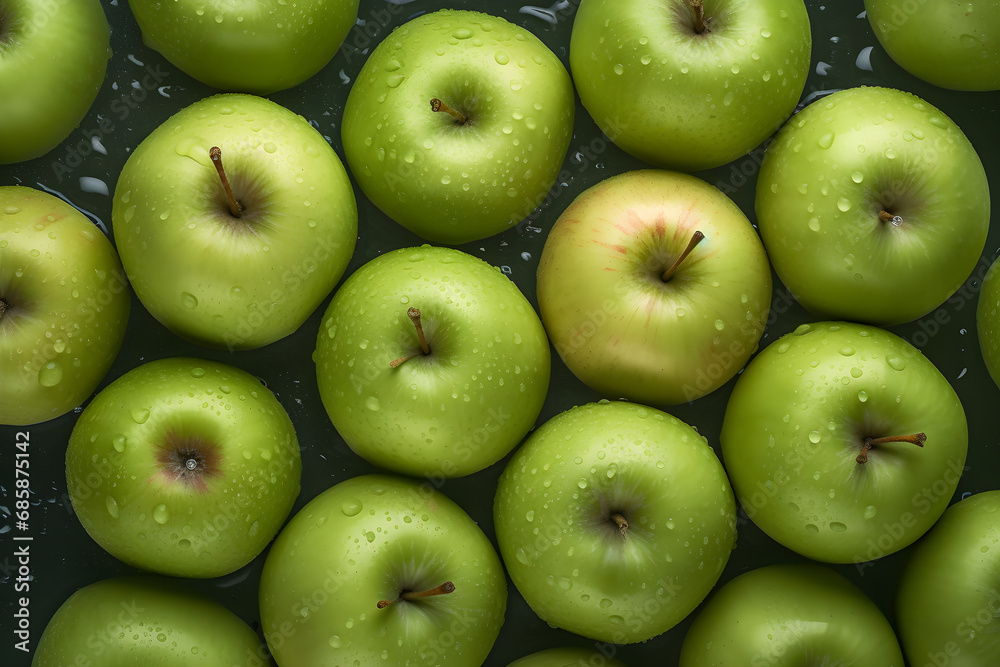 green apples on a black background green apples on a black background