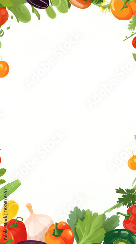 Layout of vegetables on a light background with space for text and design. Illustration in flat lay style.