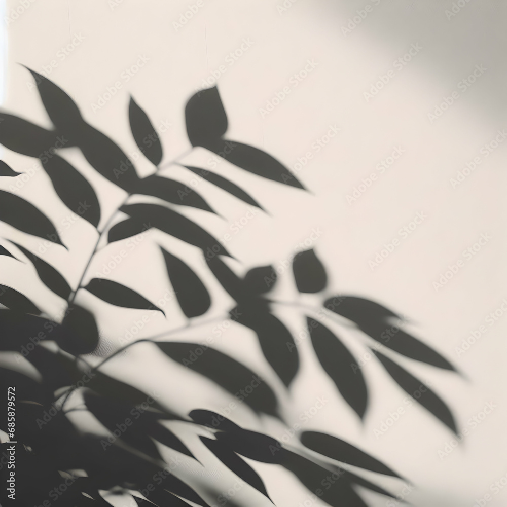 Naklejka premium Blurred Shadow from Leaves Plants on the White Background