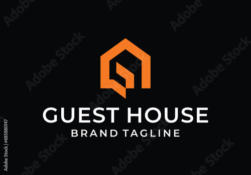 Initial letter G for guest house monogram logo design template