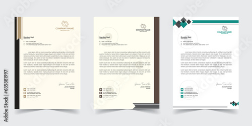 Corporate modern letterhead design template with yellow, blue, green and red color. creative modern letter head design template for your project. letterhead, Business letterhead Template, Newsletter