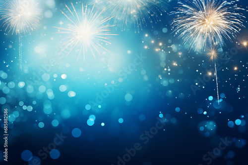 Midnight Magic  A Mesmerizing Blue Background Illuminated by Festive Fireworks
