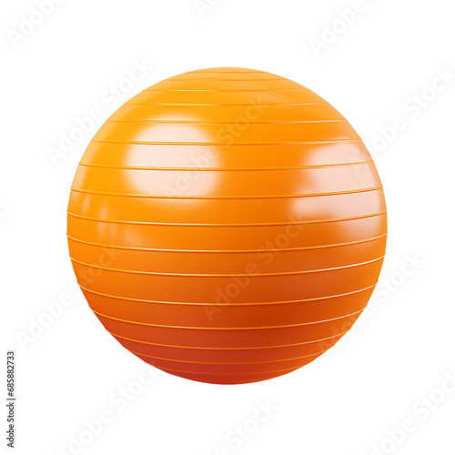 Orange Stability Yoga Gym Ball isolated on white transparent background, PNG