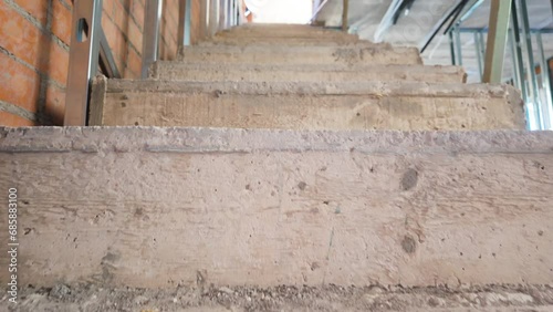Concrete Staircase Construction with metal structure for cavity wall insulation in walls and Concrete Structure photo