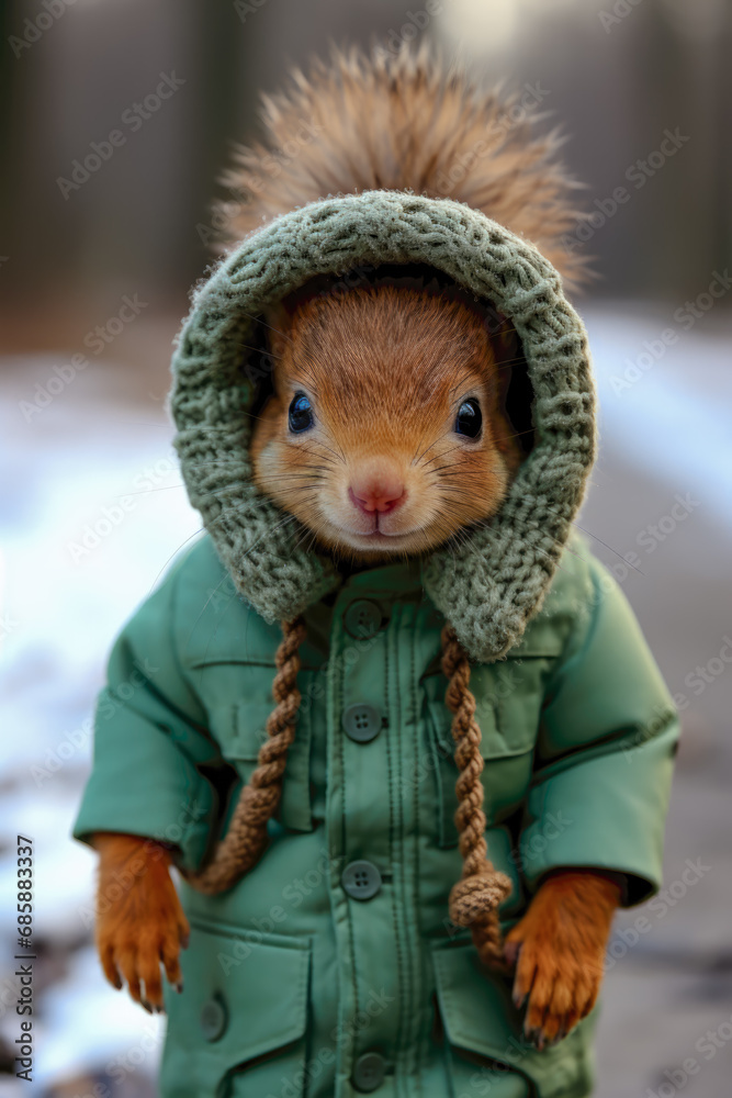 On a Cold Snowy Morning Squirrels are Standing in the Snow in their Scarves a Little Clueless Wallpaper Background Digital Art 