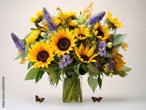 Delicate Beauty Floral Arrangement in a Vase with Sunflowers