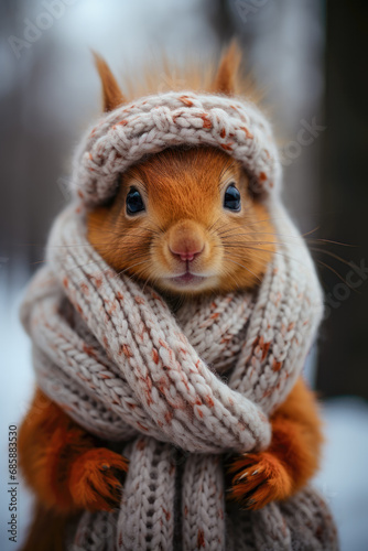 On a Cold Snowy Morning Squirrels are Standing in the Snow in their Scarves a Little Clueless Wallpaper Background Digital Art 
