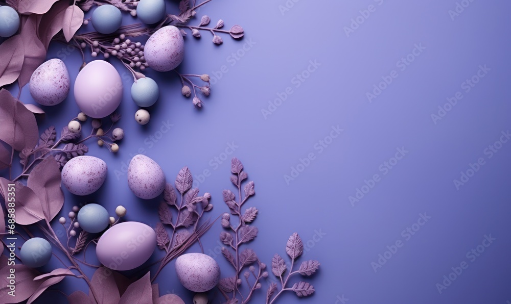 lavender background with blue eggs and lavender, lavender background with blue eggs and lavender,