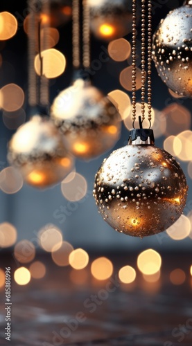 christmas lights and ornaments on a christmas tree, i