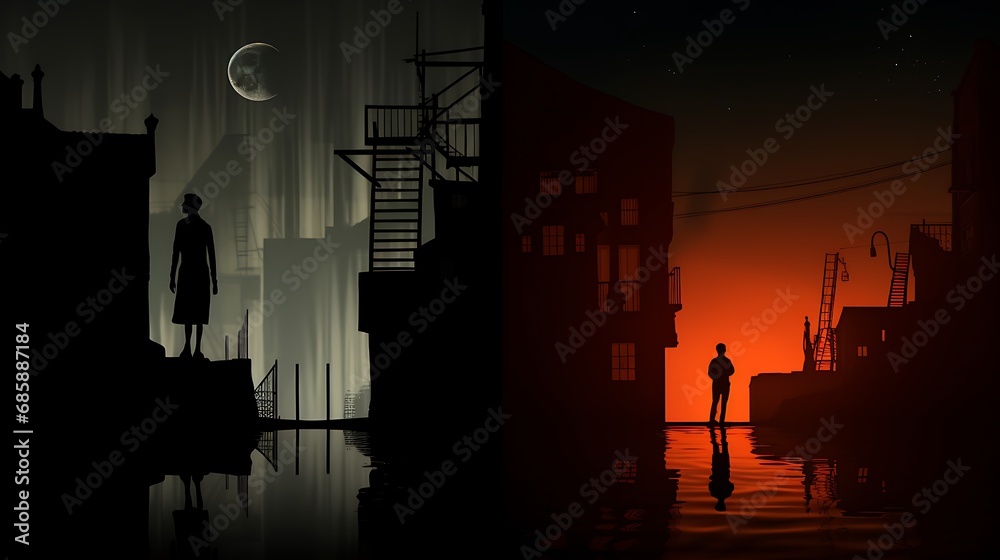 Nighttime silhouettes with a single source of light