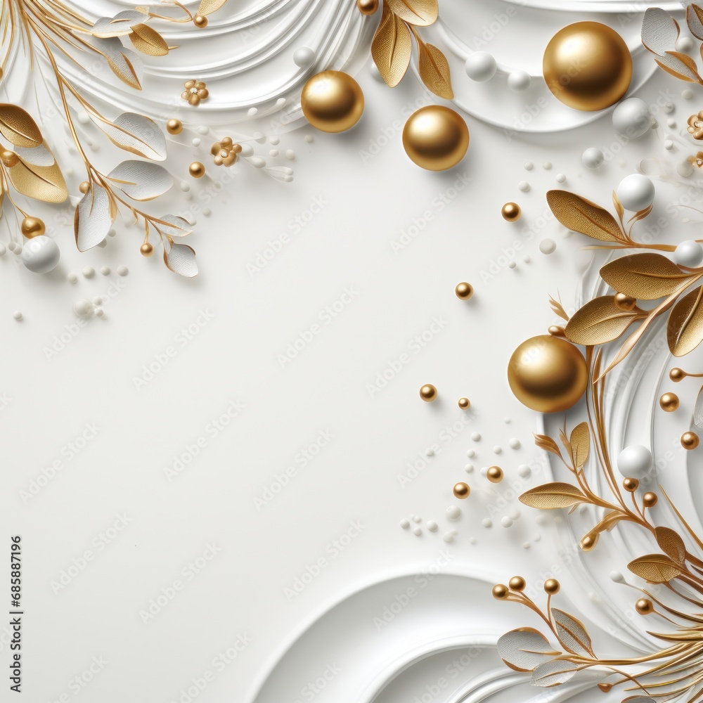 Fototapeta premium white and gold christmas holiday card,