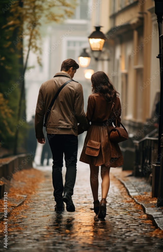 two people walking down a street with umbrellas,