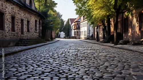 Old cobblestone streets in a historic district photo
