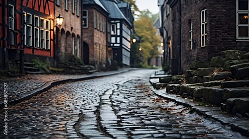 Old cobblestone streets in a historic district