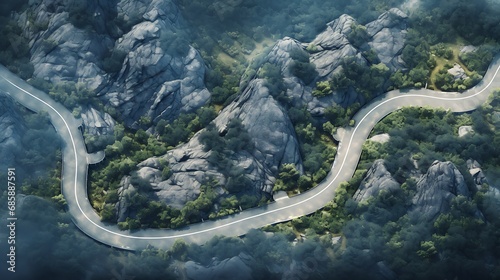 Overhead shot of a winding road