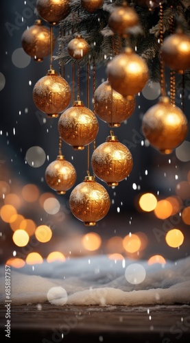 christmas lights and ornaments on a christmas tree, i