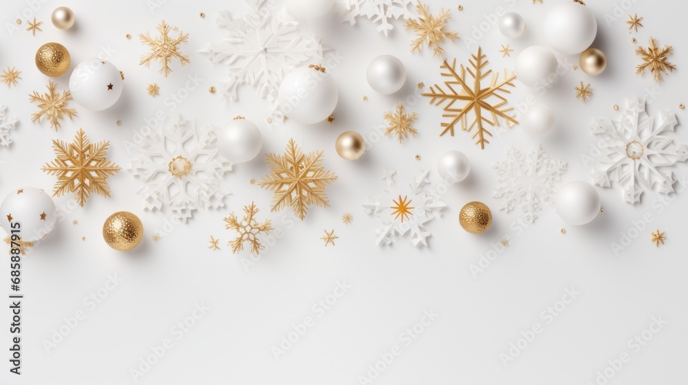 Fototapeta premium white and gold christmas holiday card,