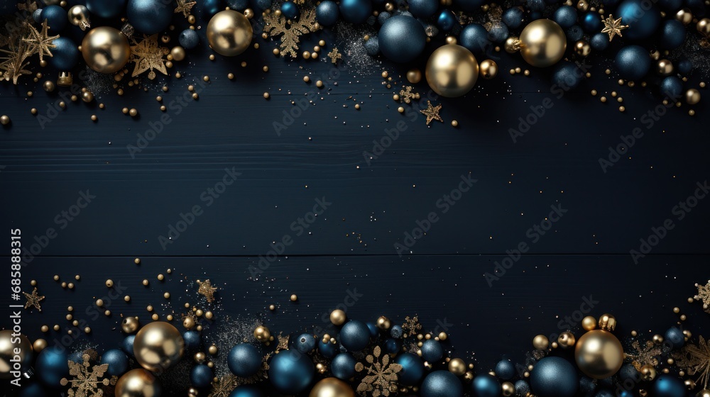 dark blue and gold christmas holiday card,