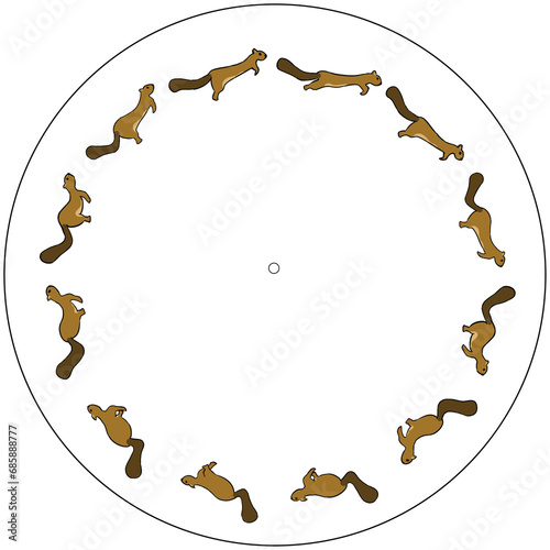 Cuadro en lienzo Fenaquistiscopio de Ardilla corriendo, ilustración, ardilla, animación tradicion