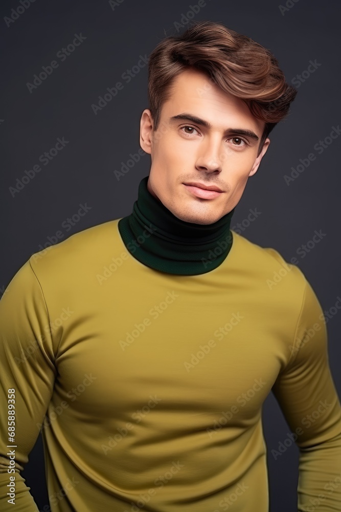 Stylish handsome man in a turtleneck sweater Stylish handsome man in a turtleneck sweater