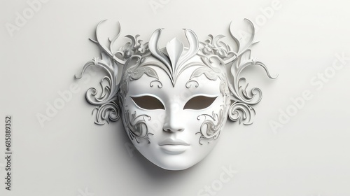 Elegant Venetian mask on a white background. Generative AI