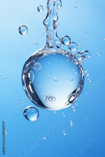 A large transparent drop of water on the white water. AI generative