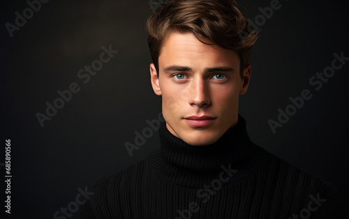 Stylish handsome man in a turtleneck sweater