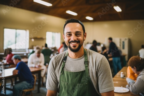 Portrait of a smiling young man working as a volunteer photo