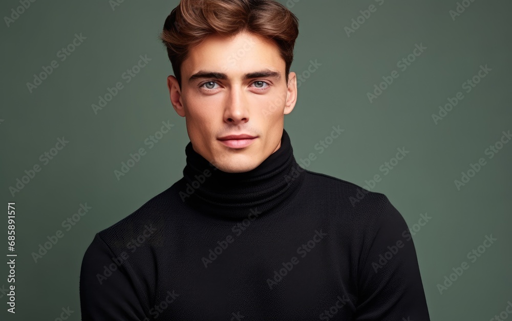 Stylish handsome man in a turtleneck sweater Stylish handsome man in a turtleneck sweater