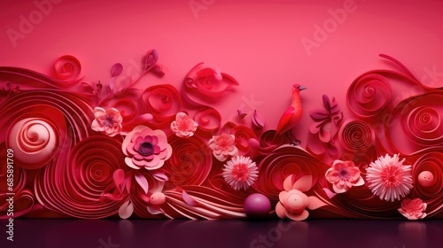 Red Radiance-Decorative Paper Flowers Background