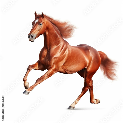 Red horse run gallop isolated on white background. generative ai © Witri