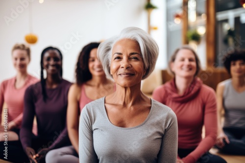Portrait of a senior African American woman during yoga class