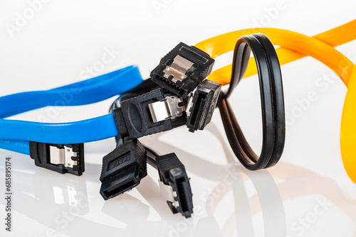 sata cable for connecting hard drives and ssd drives to a computer for data storage